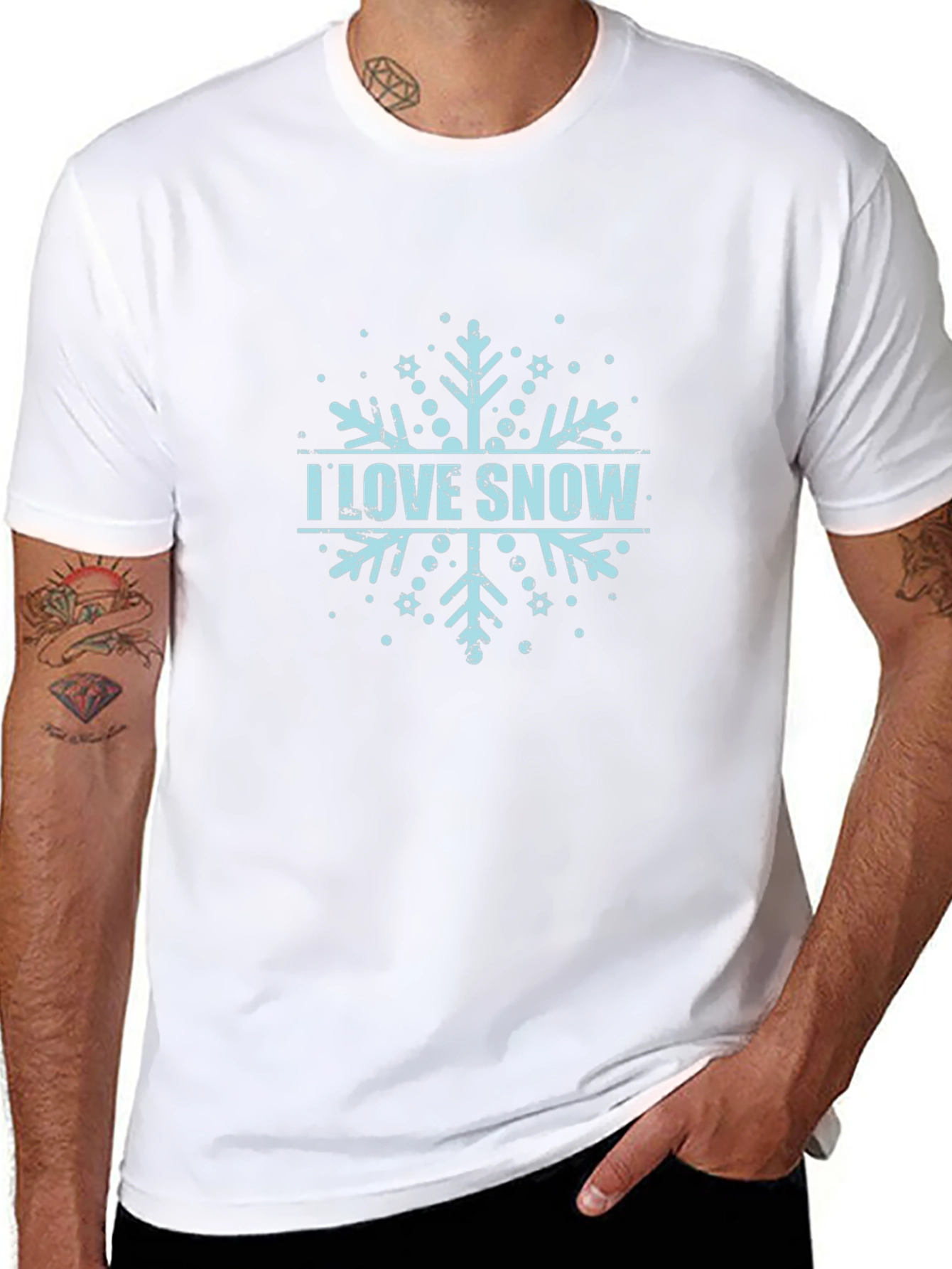 I Love Snow Snowflake Graphic Tee - Black