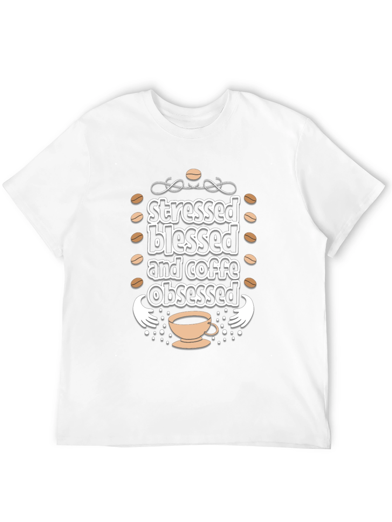 Stressed Blessed Coffee Obsessed Black T-Shirt