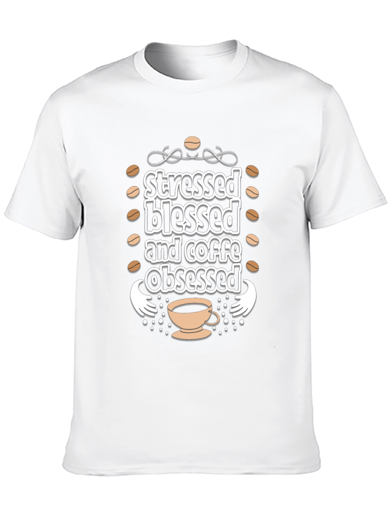 Stressed Blessed Coffee Obsessed Black T-Shirt