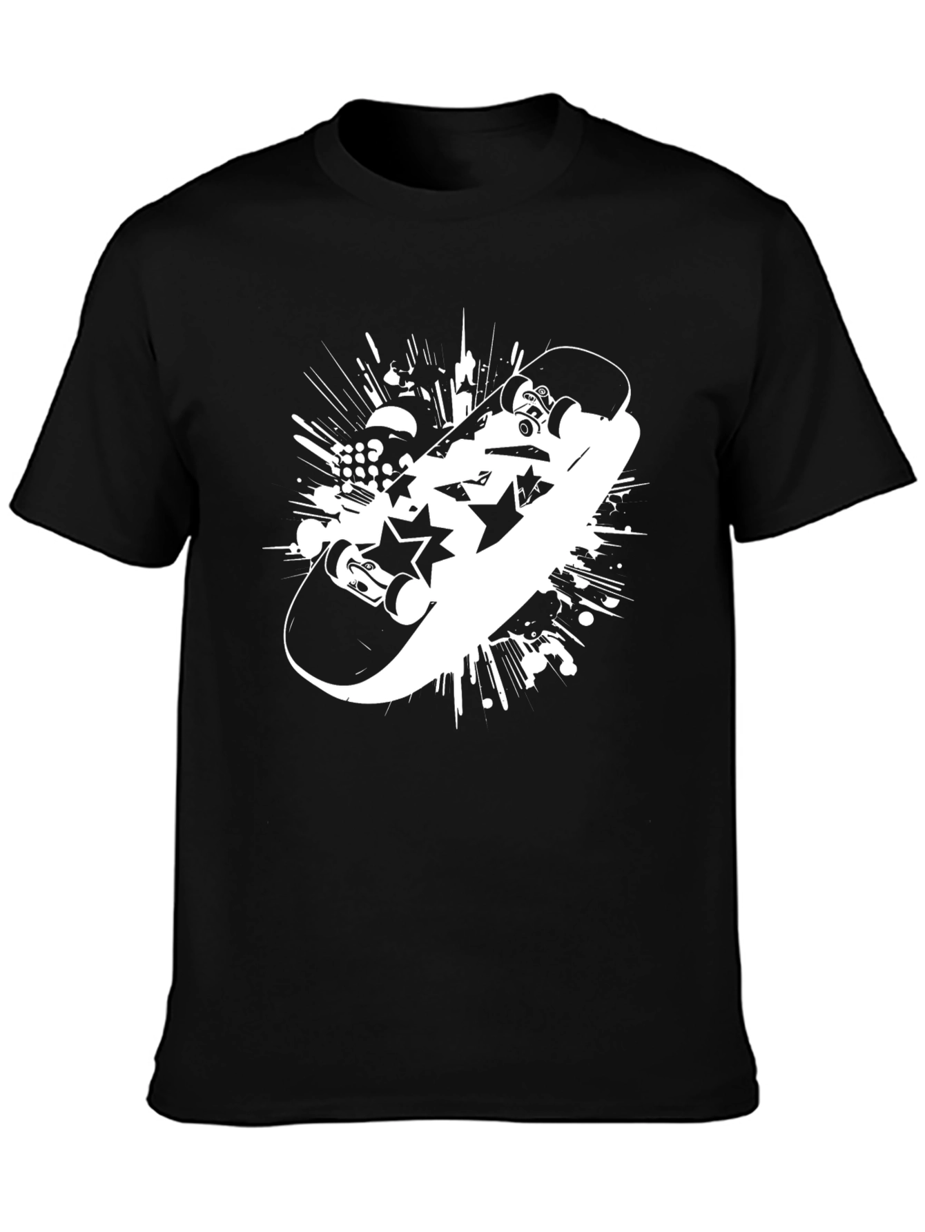 Skateboard Graphic Tee - Trendy Black T-Shirt