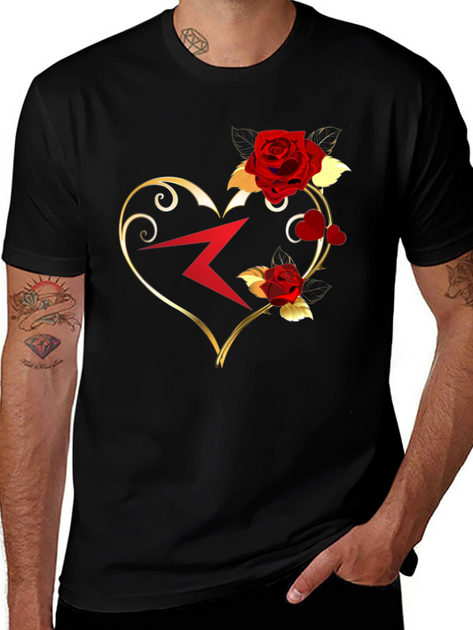 Romantic Heart Rose Graphic T-Shirt
