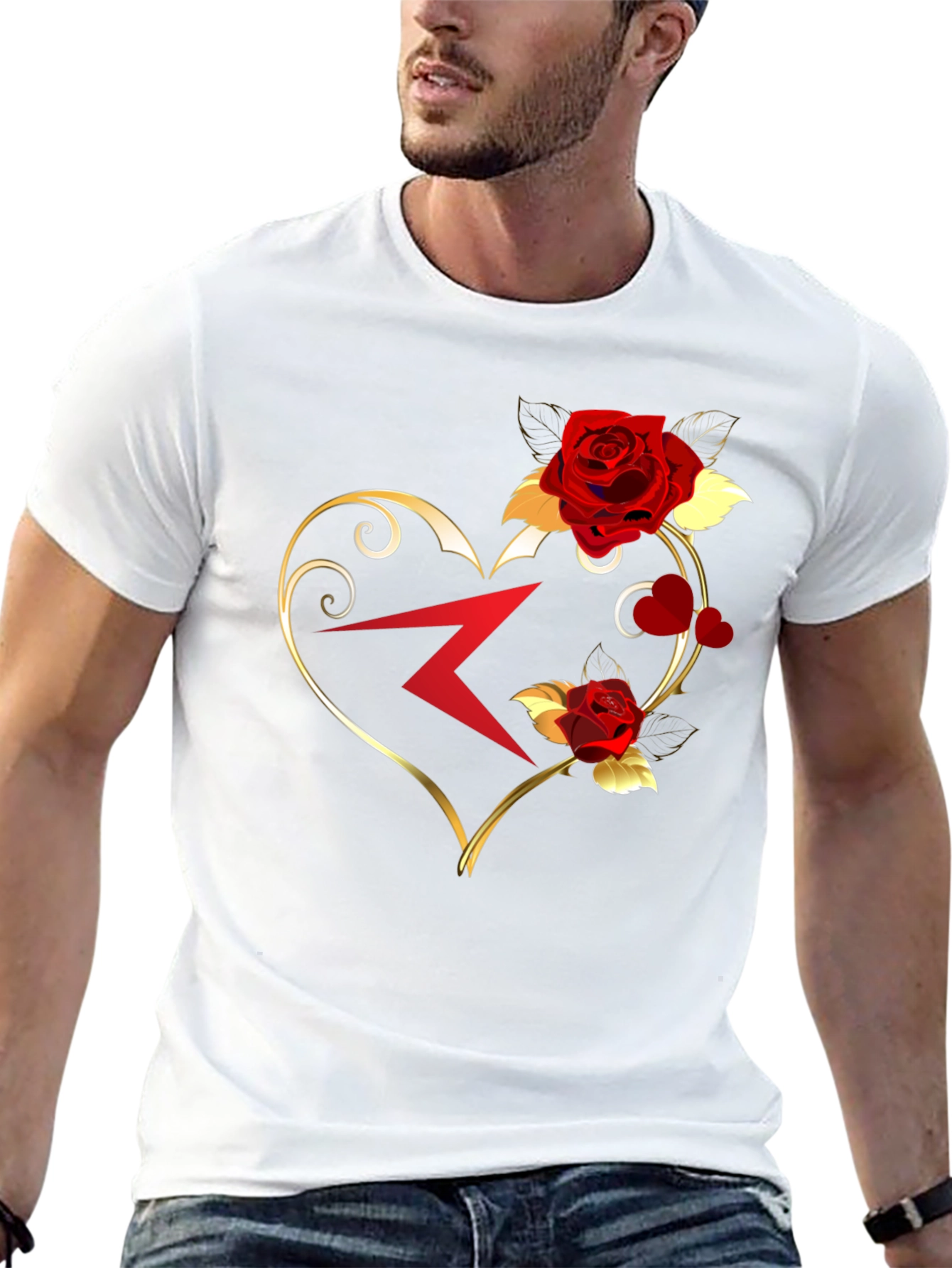 Romantic Heart Rose Graphic T-Shirt