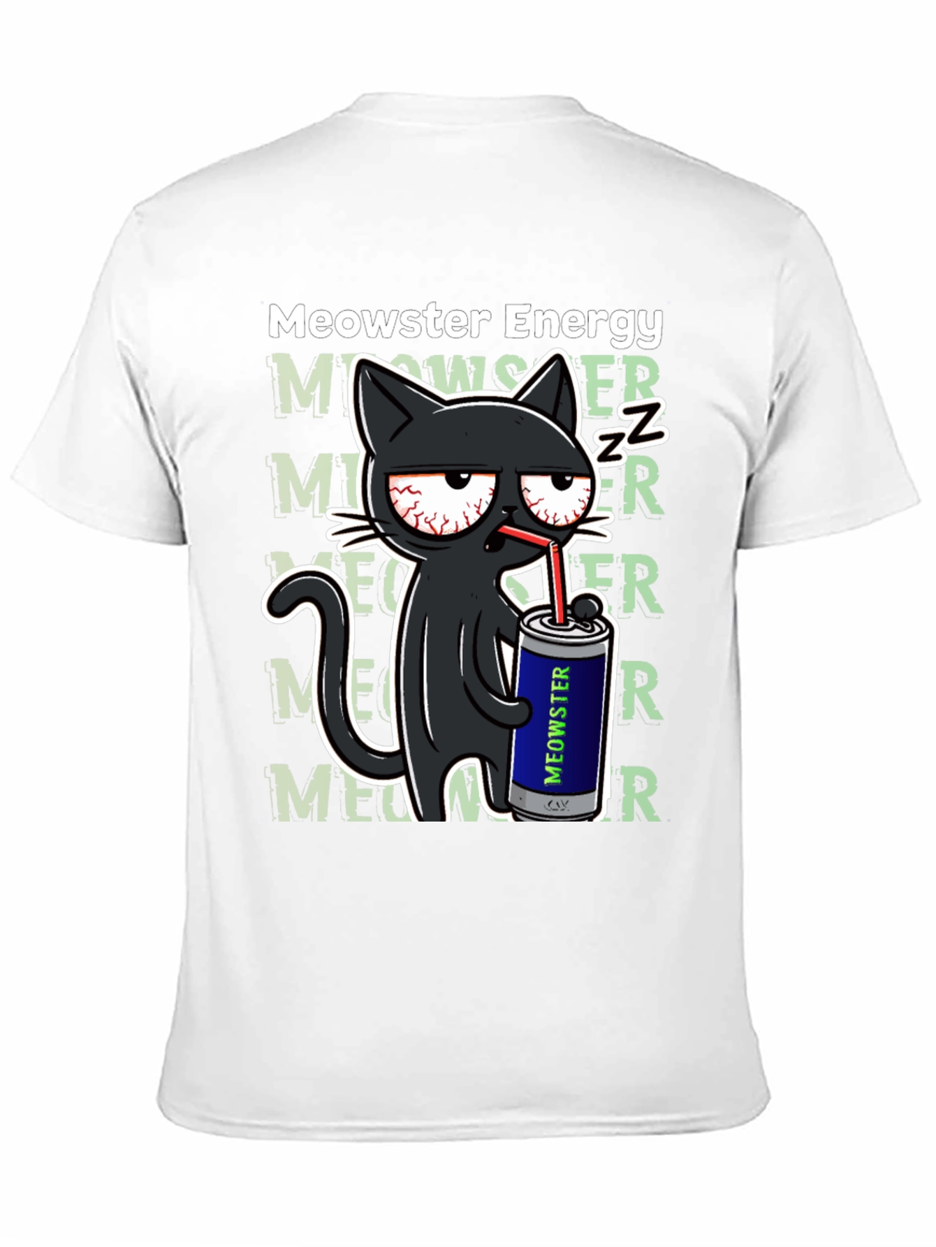 Meowster Energy Black T-Shirt - Cat Lover Tee
