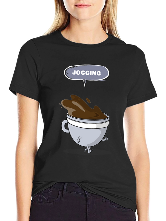 Jogging Coffee Cup Graphic Tee - Mens Black T-Shirt