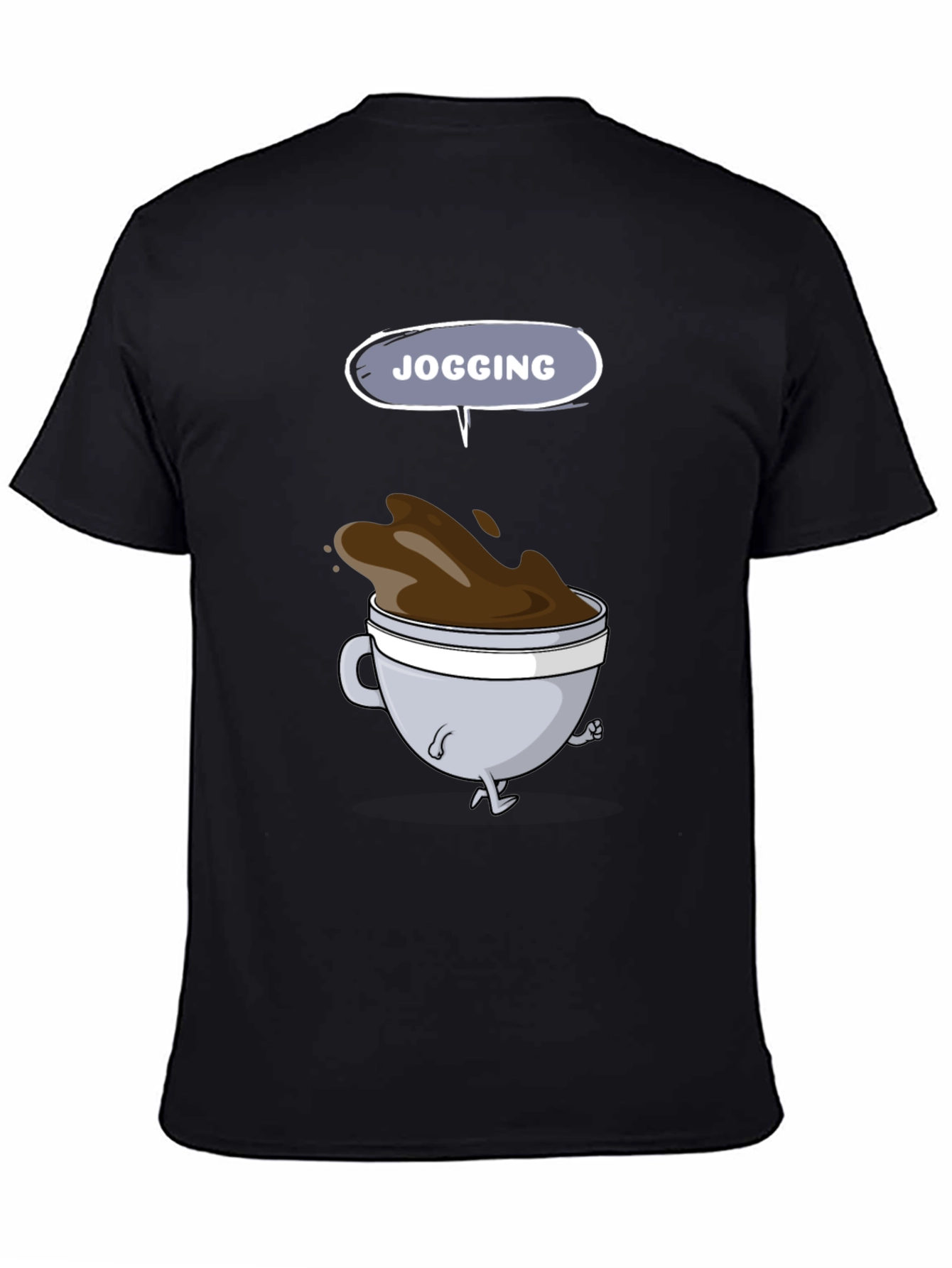 Jogging Coffee Cup Graphic Tee - Mens Black T-Shirt