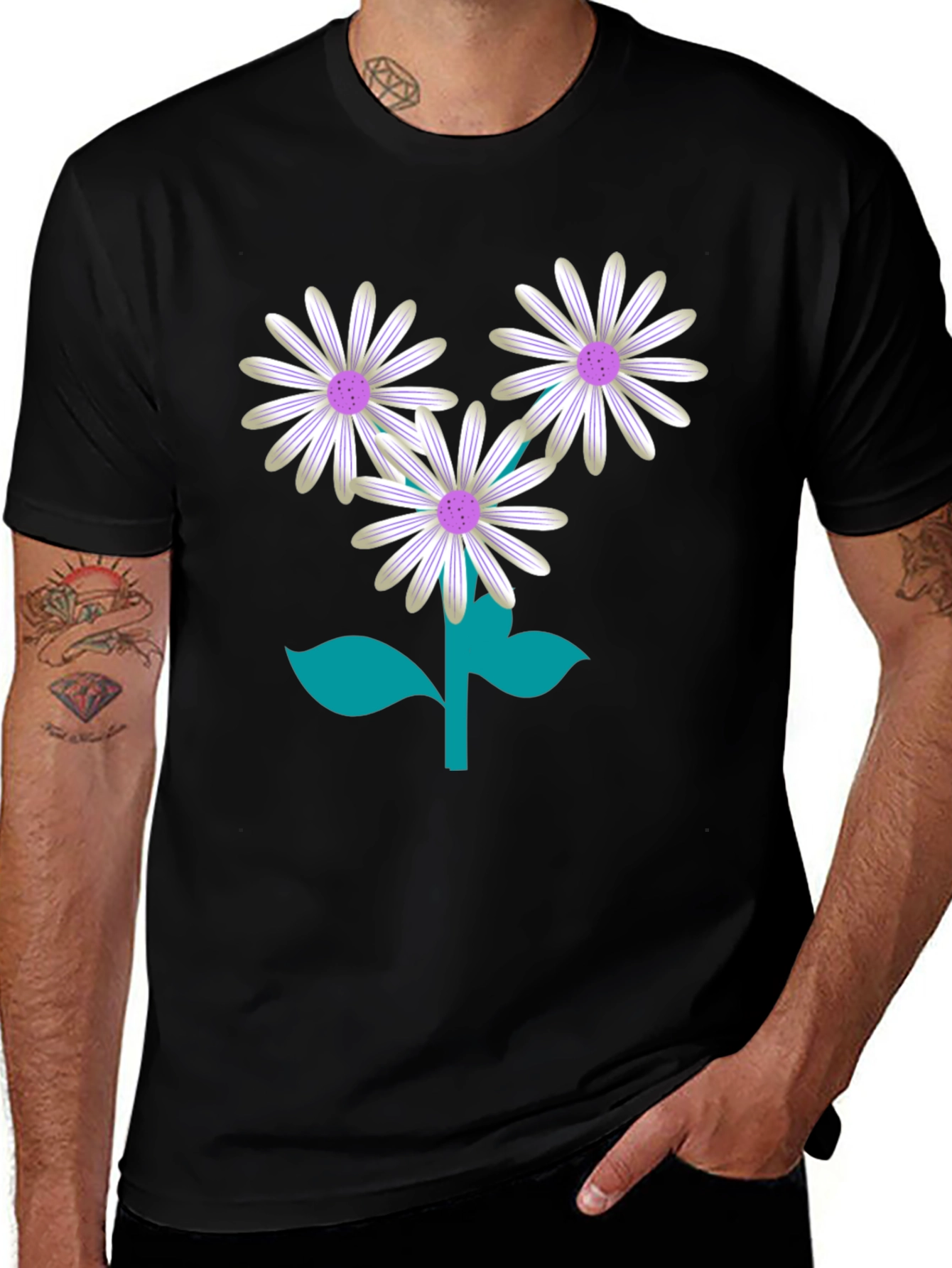 Floral Graphic Tee - Daisy Flower Print T-Shirt