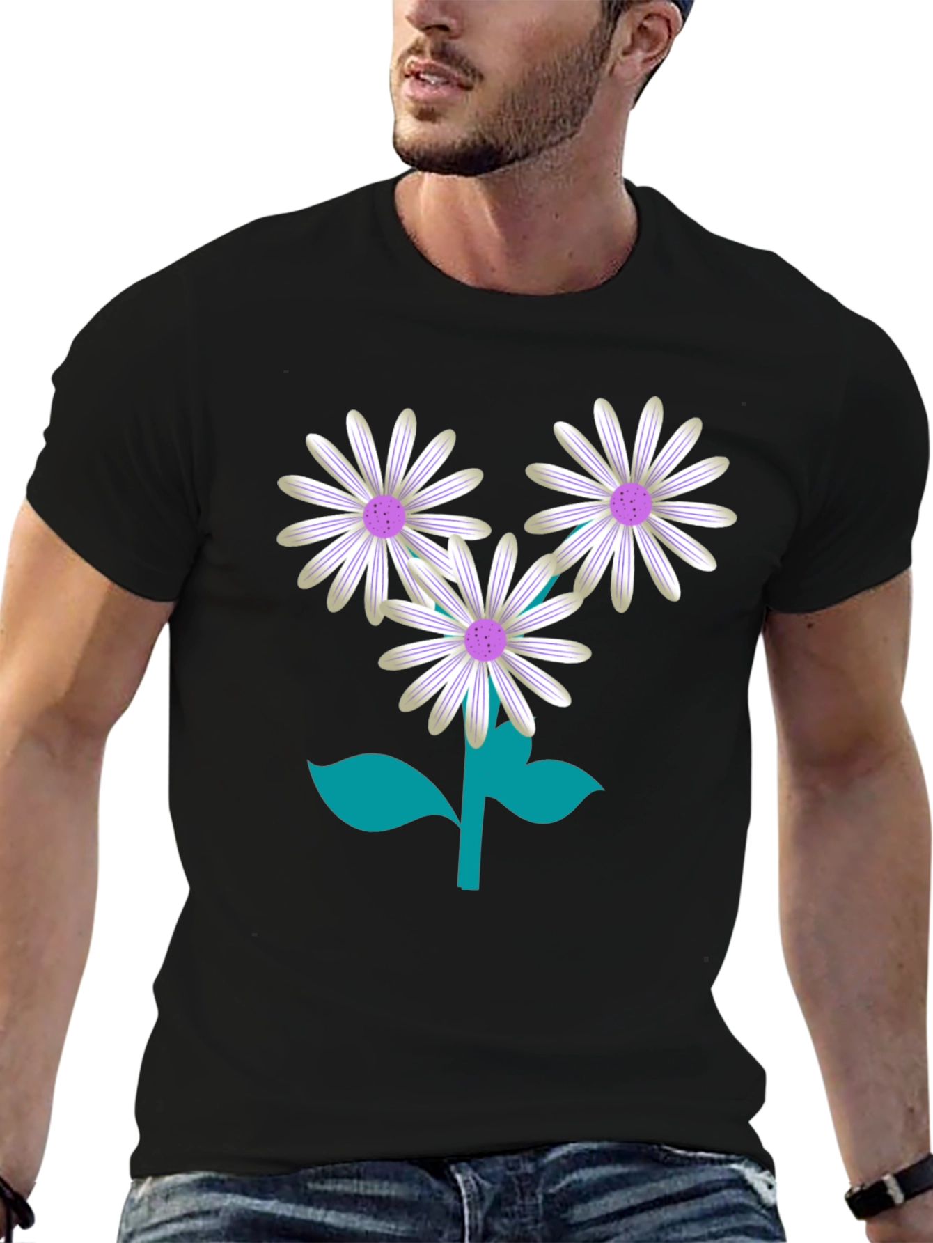 Floral Graphic Tee - Daisy Flower Print T-Shirt