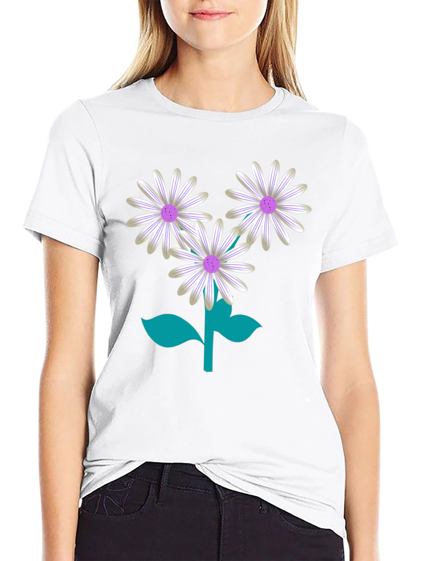Floral Graphic Tee - Daisy Flower Print T-Shirt