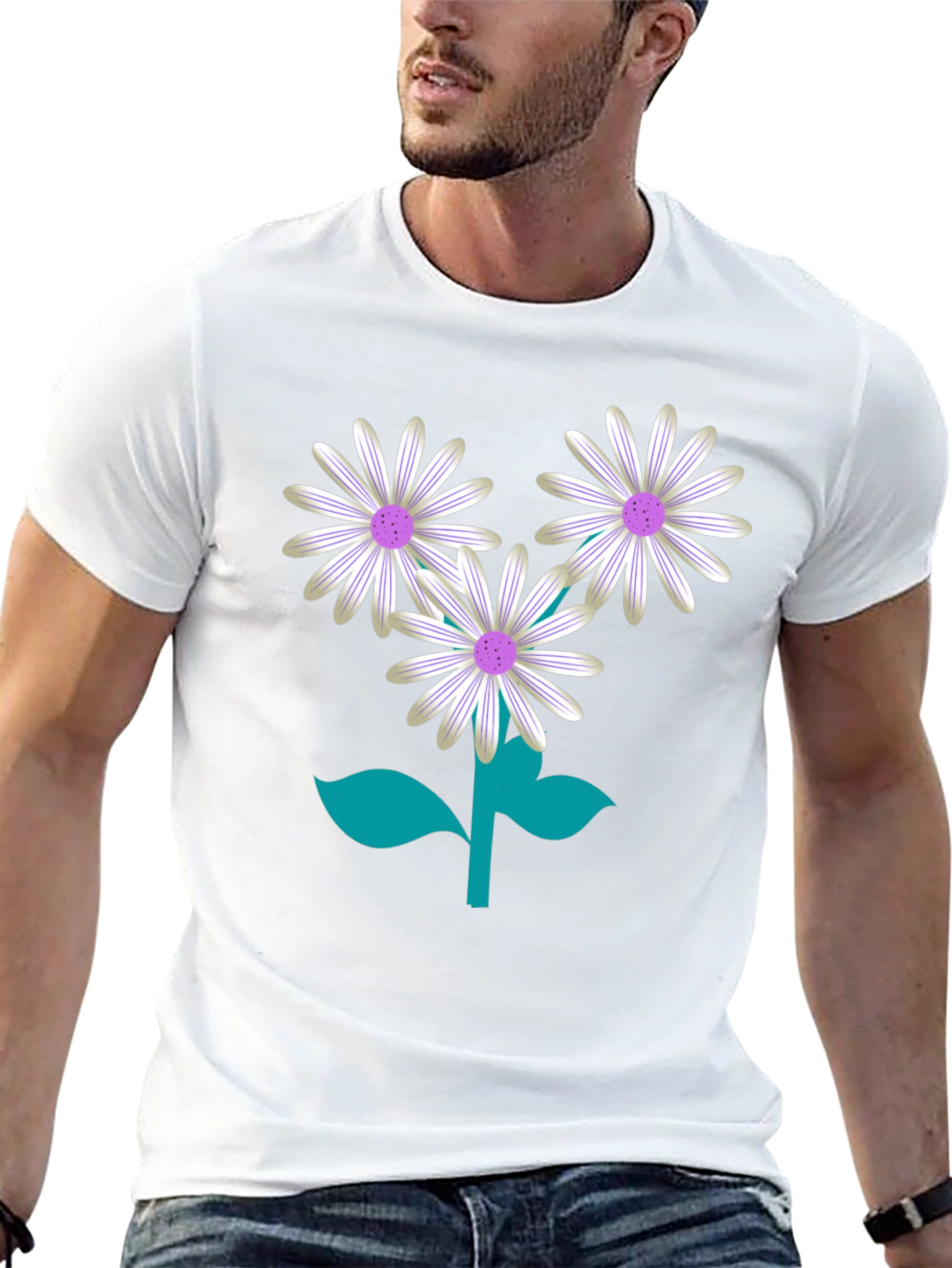 Floral Graphic Tee - Daisy Flower Print T-Shirt