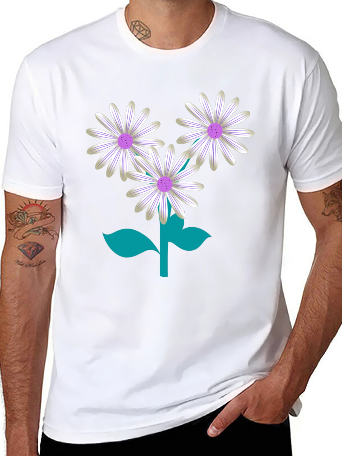 Floral Graphic Tee - Daisy Flower Print T-Shirt
