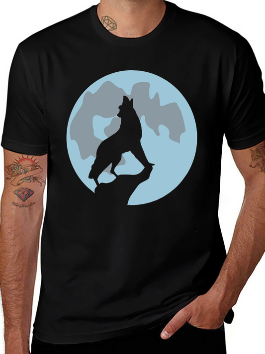 Wolf Moon Graphic Tee - Black Cotton T-Shirt