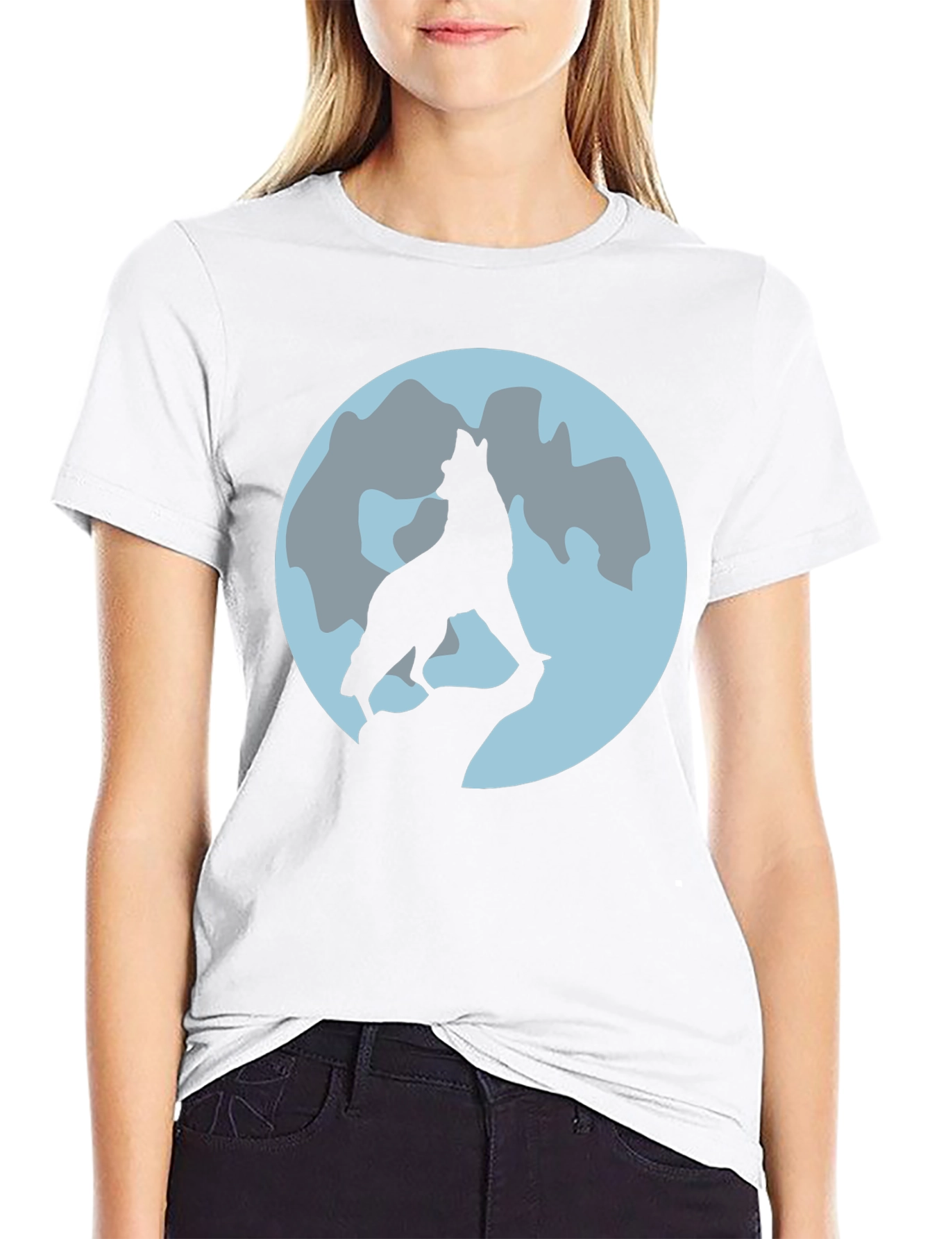 Wolf Moon Graphic Tee - Black Cotton T-Shirt