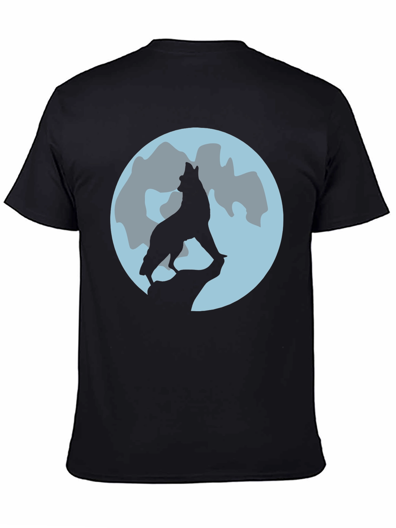 Wolf Moon Graphic Tee - Black Cotton T-Shirt