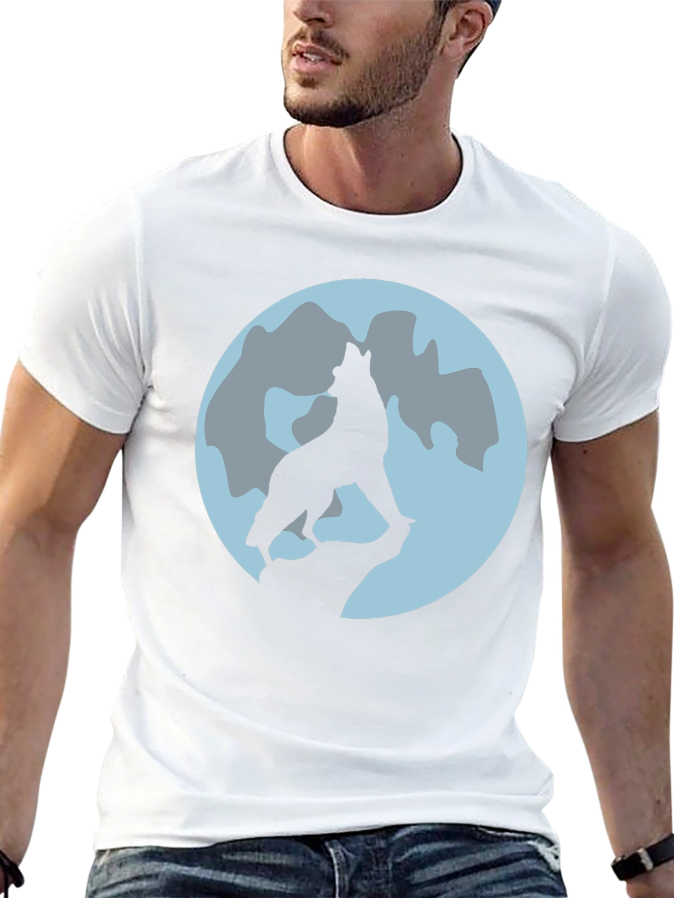 Wolf Moon Graphic Tee - Black Cotton T-Shirt