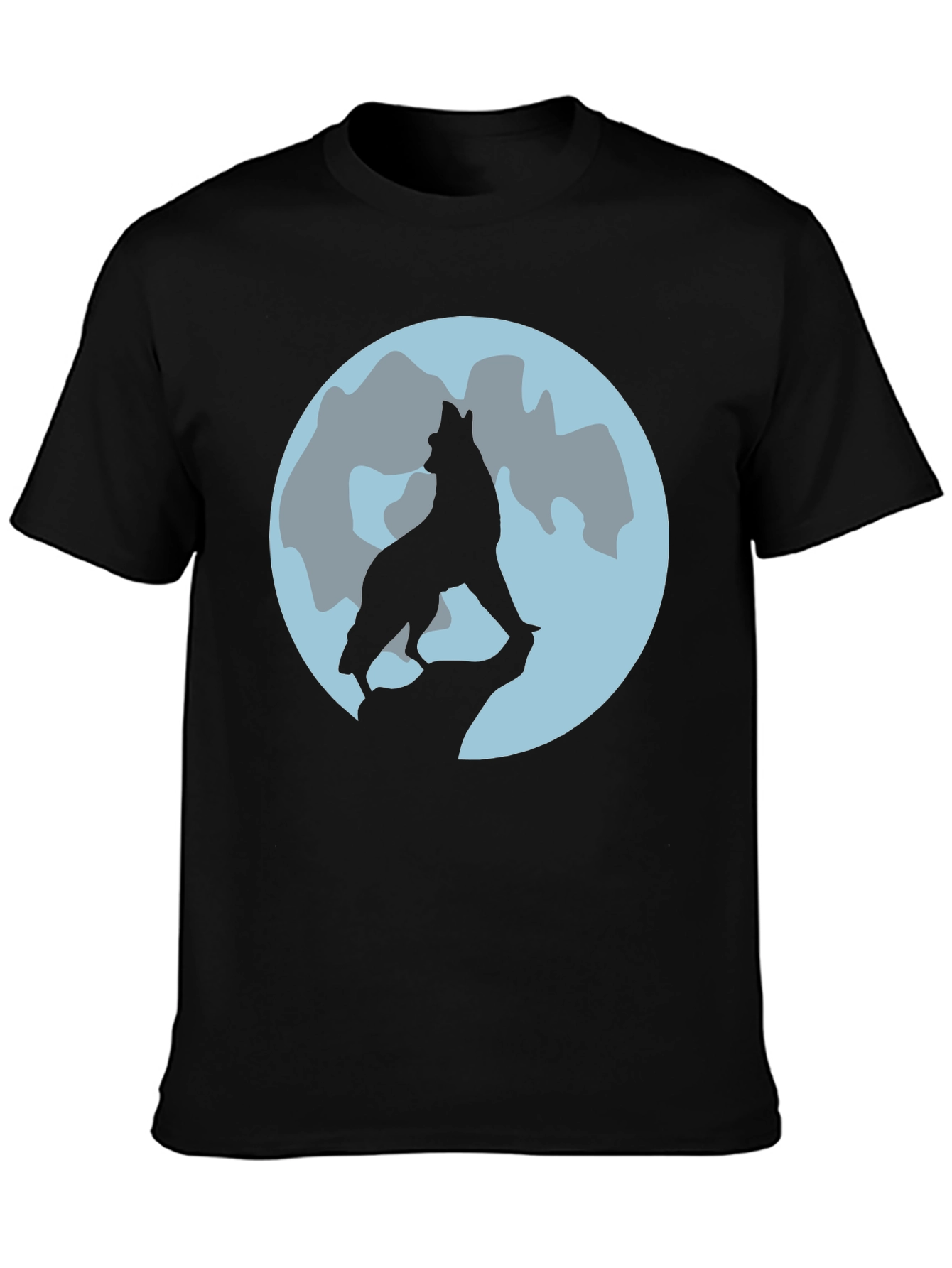 Wolf Moon Graphic Tee - Black Cotton T-Shirt