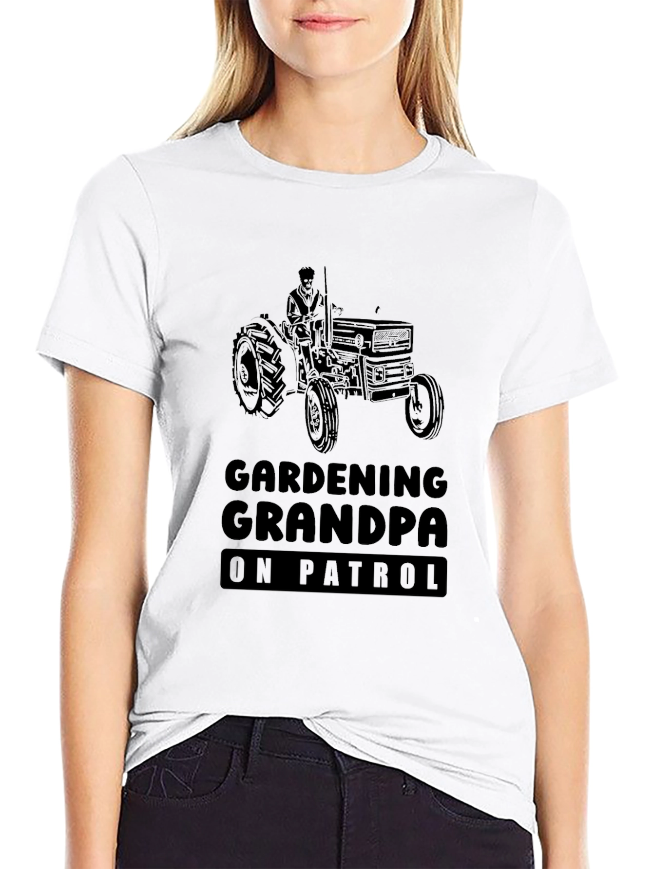 Gardening Grandpa On Patrol Black Graphic Tee