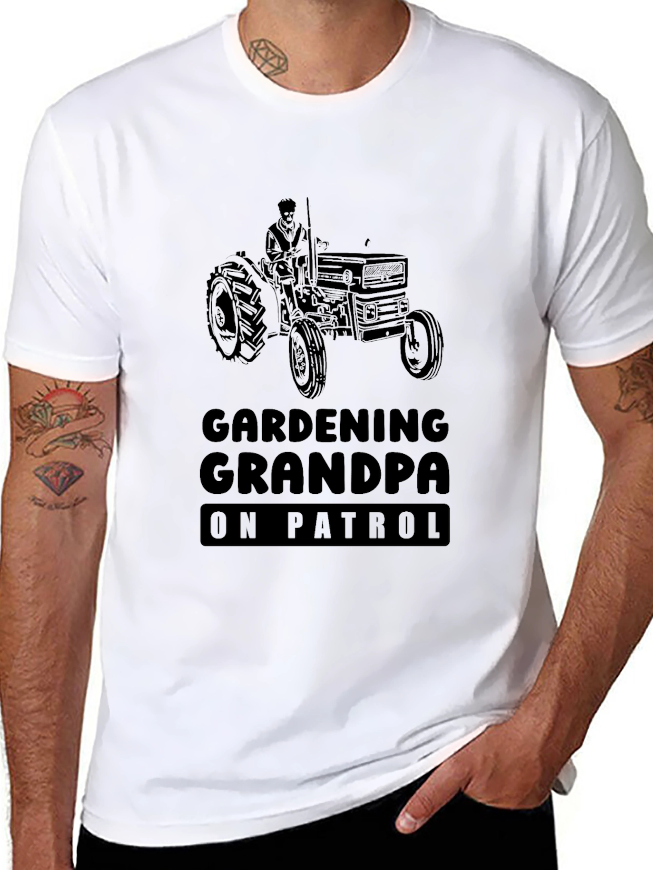 Gardening Grandpa On Patrol Black Graphic Tee