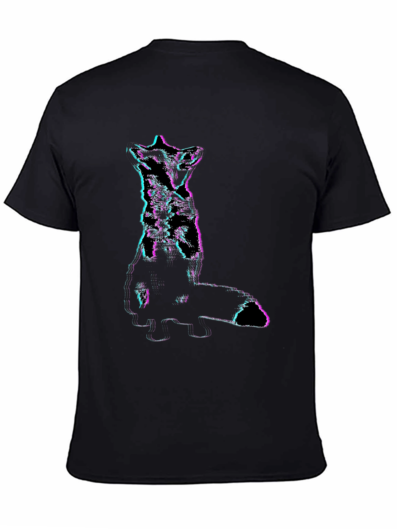 Glitch Fox Graphic Tee - Stylish Black T-Shirt