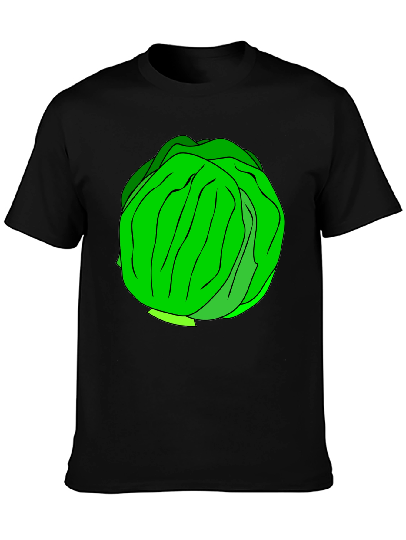 Cabbage Graphic T-Shirt - Black Cotton Tee