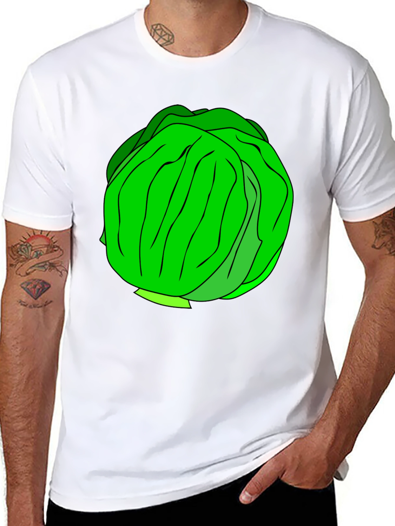Cabbage Graphic T-Shirt - Black Cotton Tee