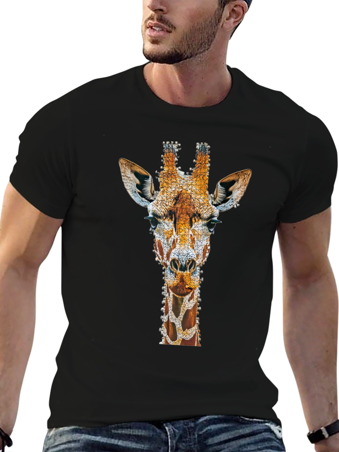 Giraffe Art Print T-Shirt - Unique Graphic Tee