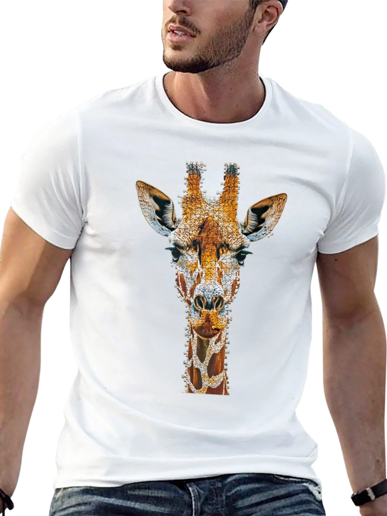 Giraffe Art Print T-Shirt - Unique Graphic Tee