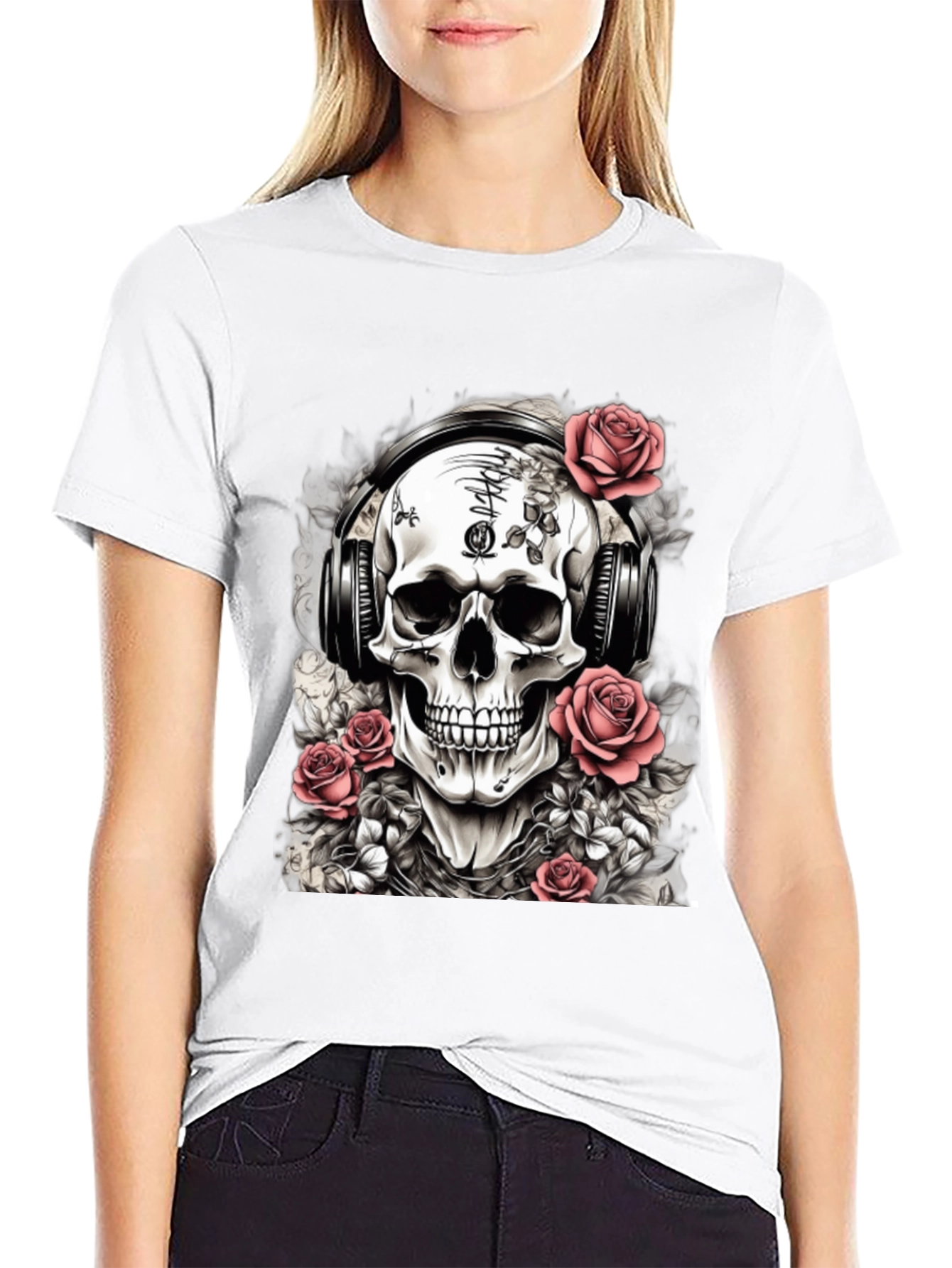 Skull with Headphones Graphic Tee