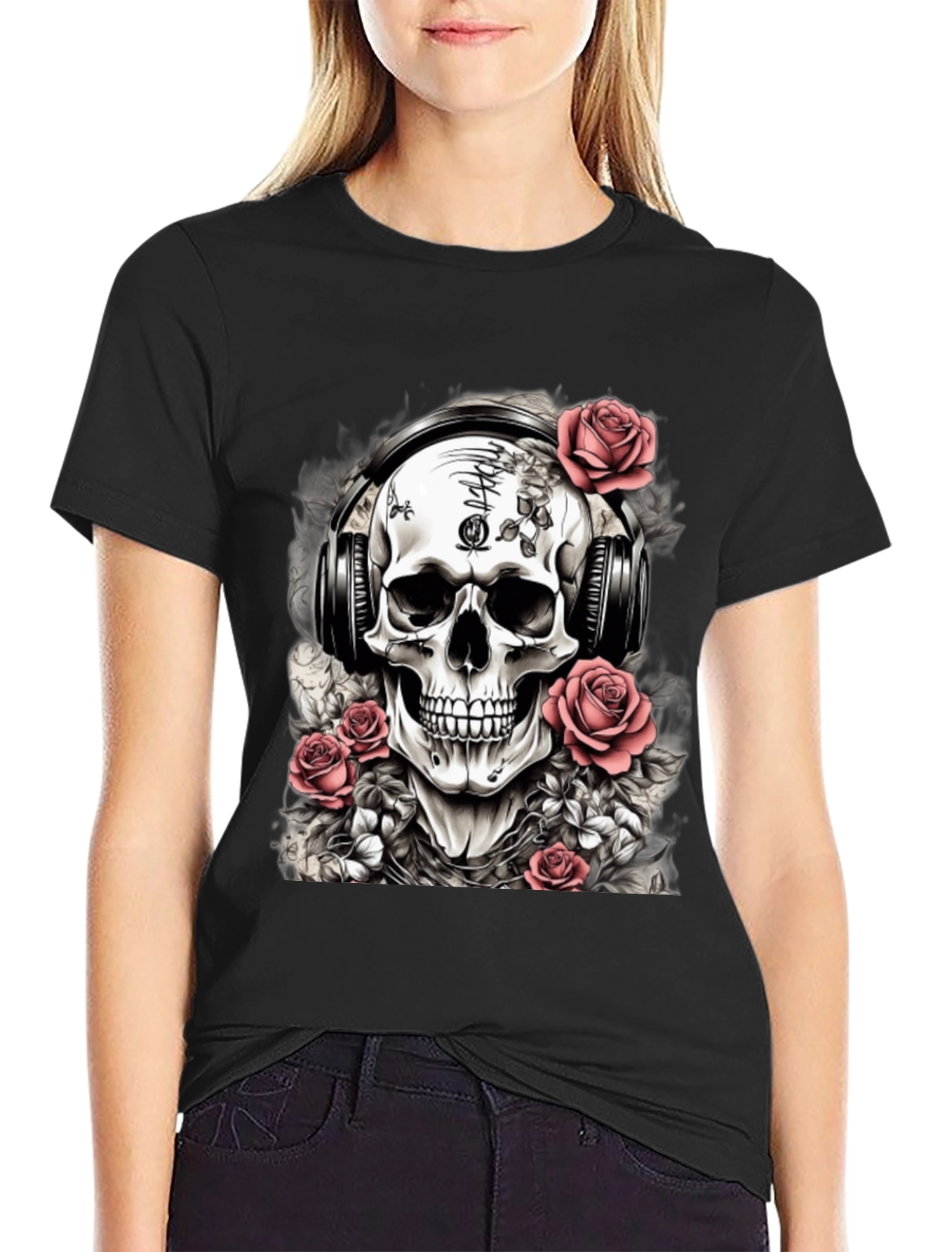 Skull with Headphones Graphic Tee