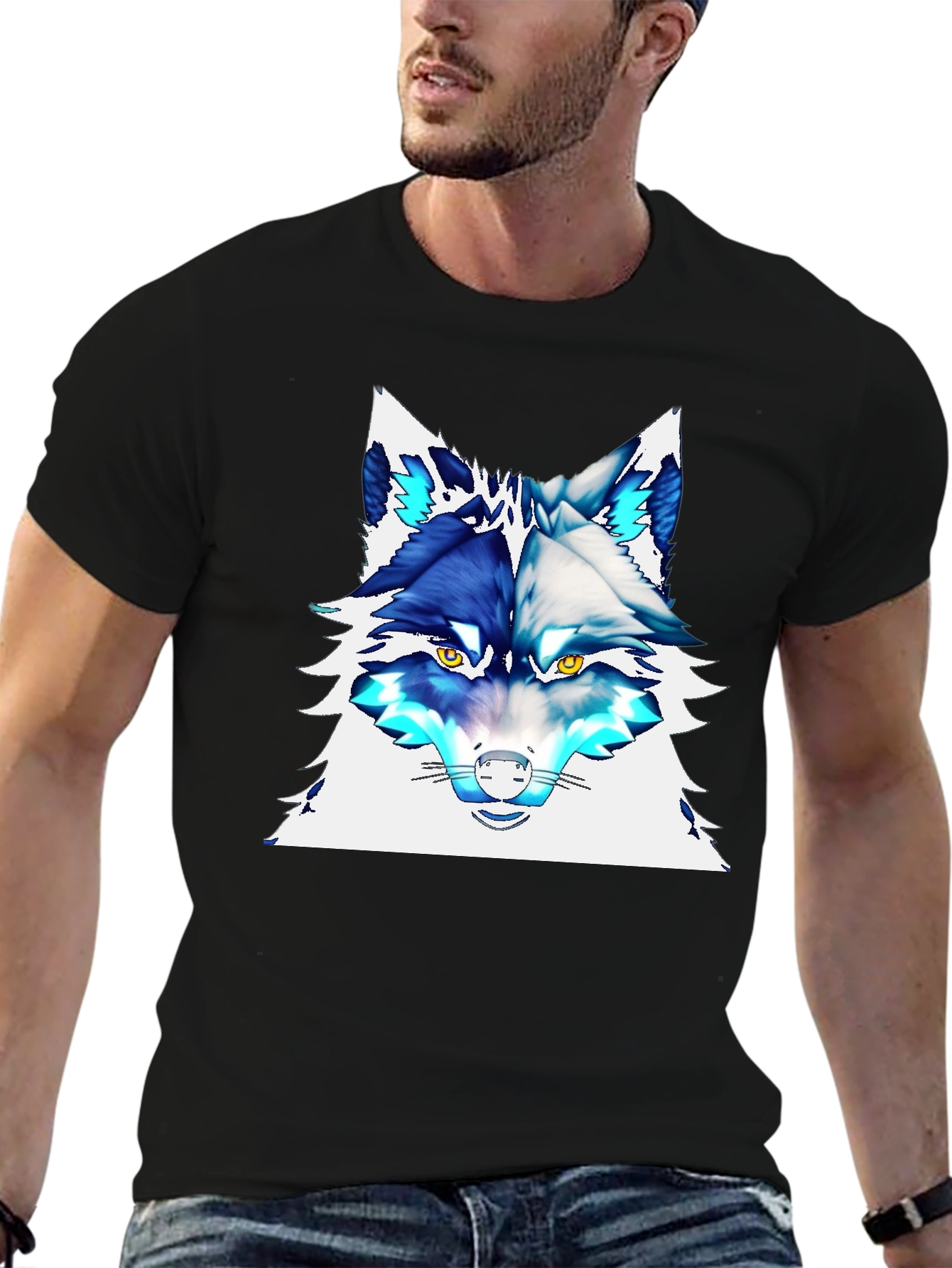Cool Wolf Graphic Tee - Stylish Animal Print T-Shirt
