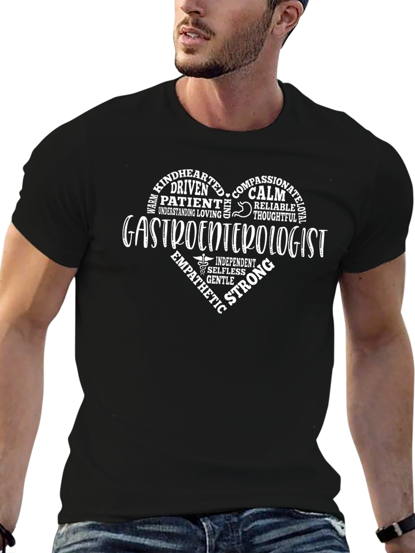 Gastroenterologist T-Shirt - Heart Design - Black