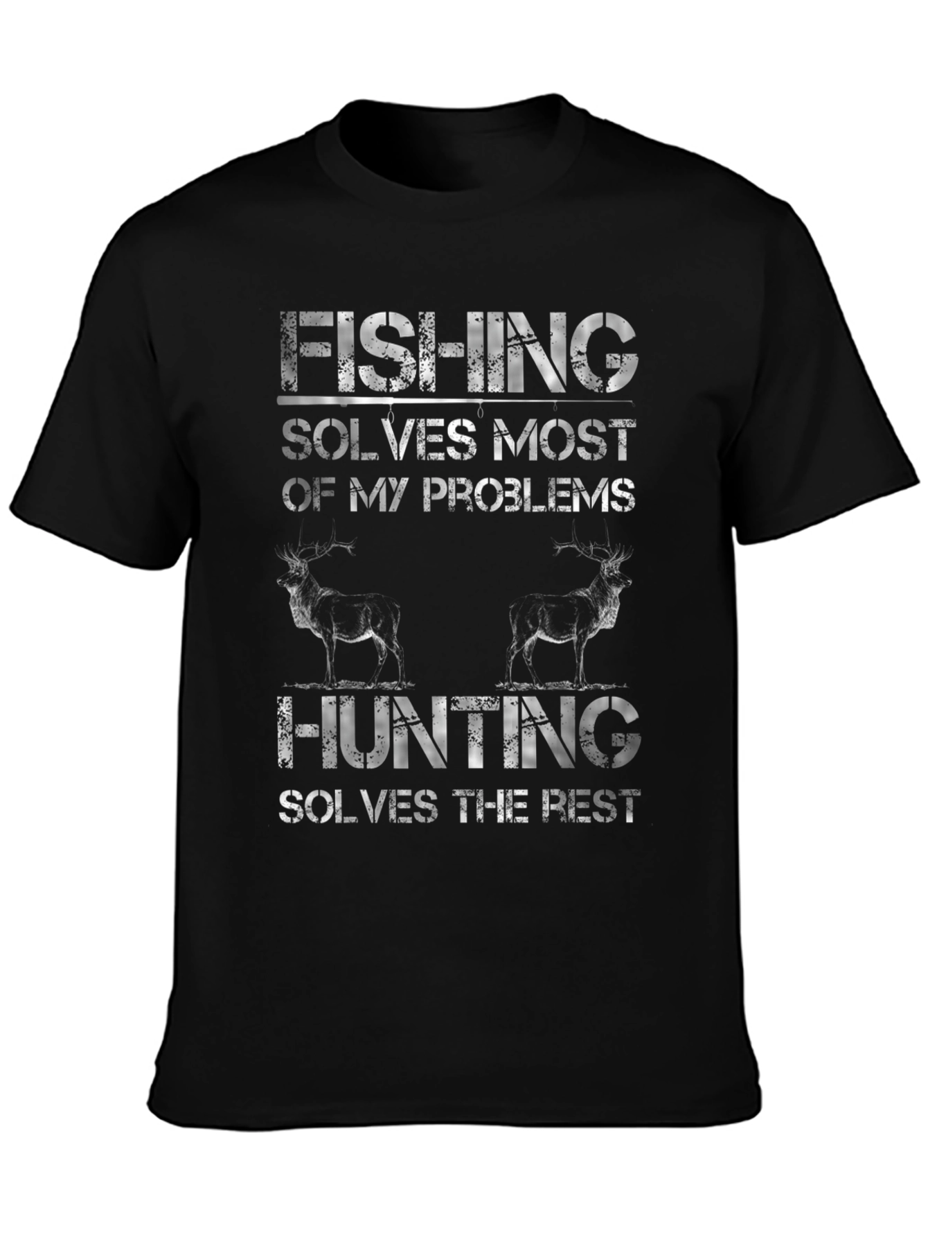 Fishing & Hunting Graphic T-Shirt - Mens Black Tee