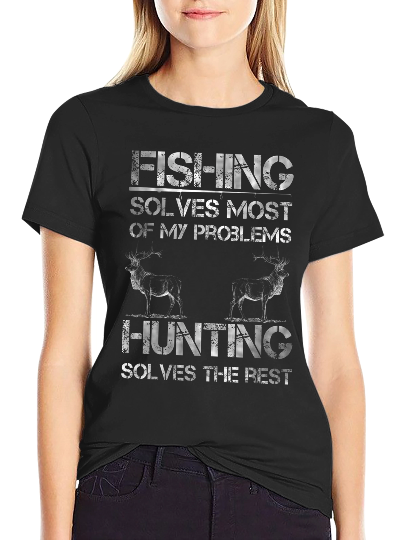 Fishing & Hunting Graphic T-Shirt - Mens Black Tee