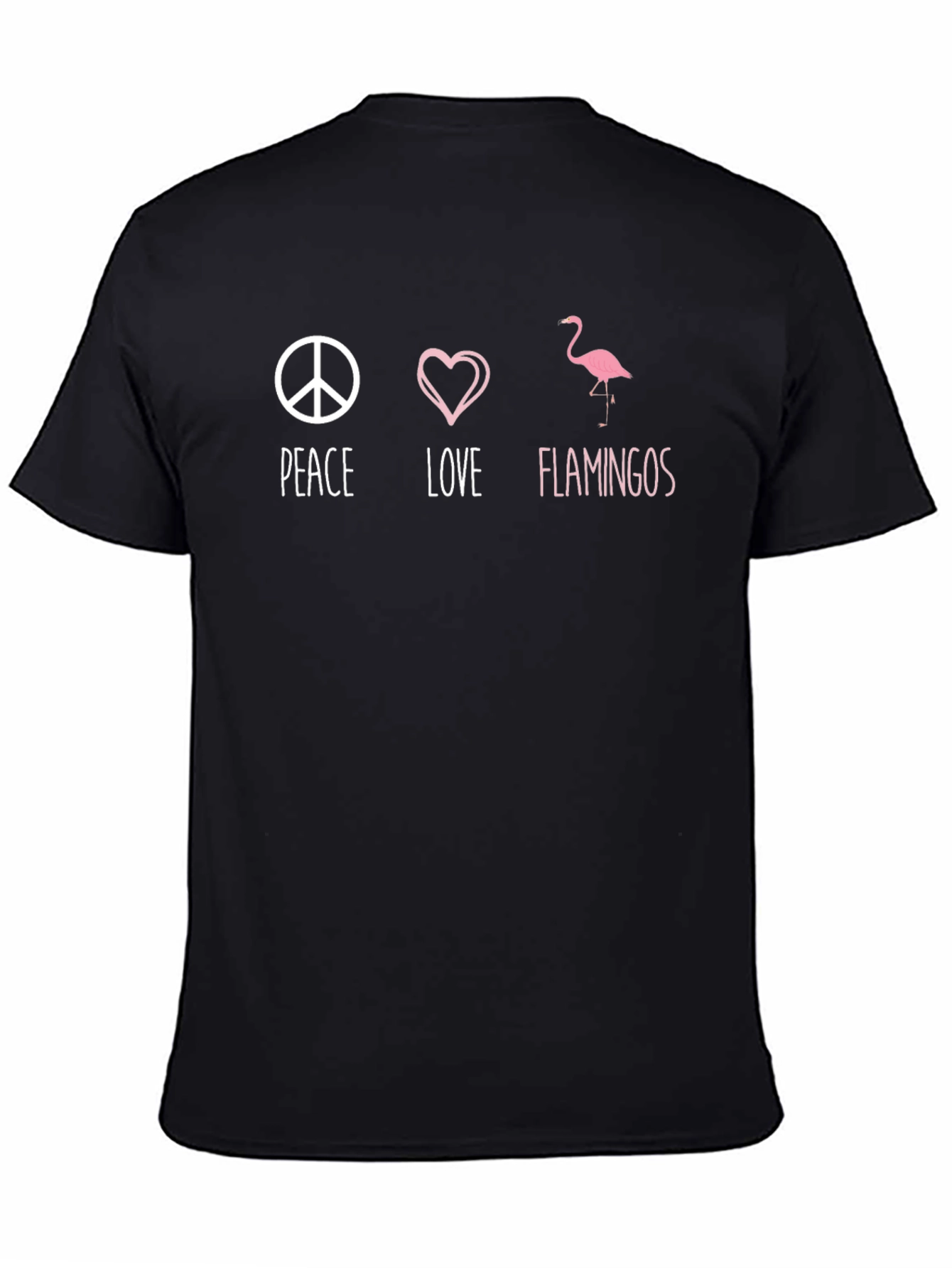 Peace Love Flamingos Black Graphic T-Shirt