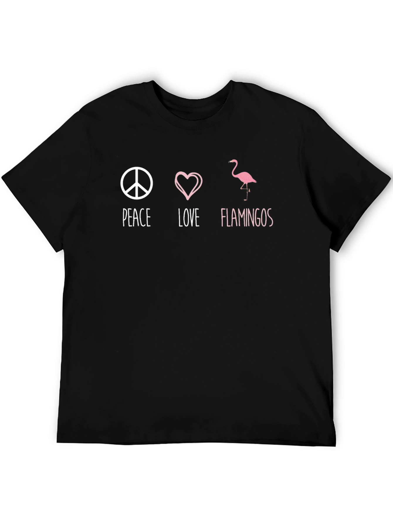 Peace Love Flamingos Black Graphic T-Shirt