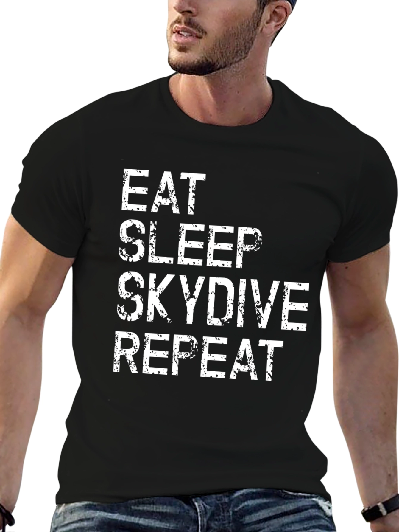 Eat Sleep Skydive Repeat Black Graphic Tee