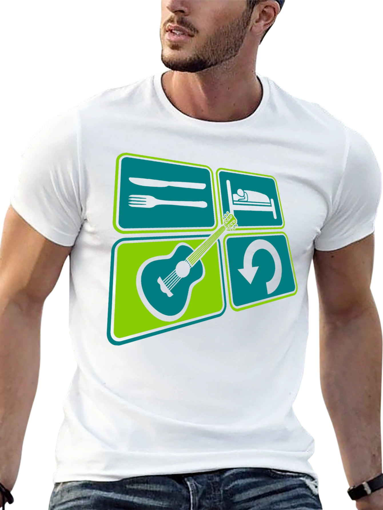 Eat Sleep Guitar Repeat Graphic Tee