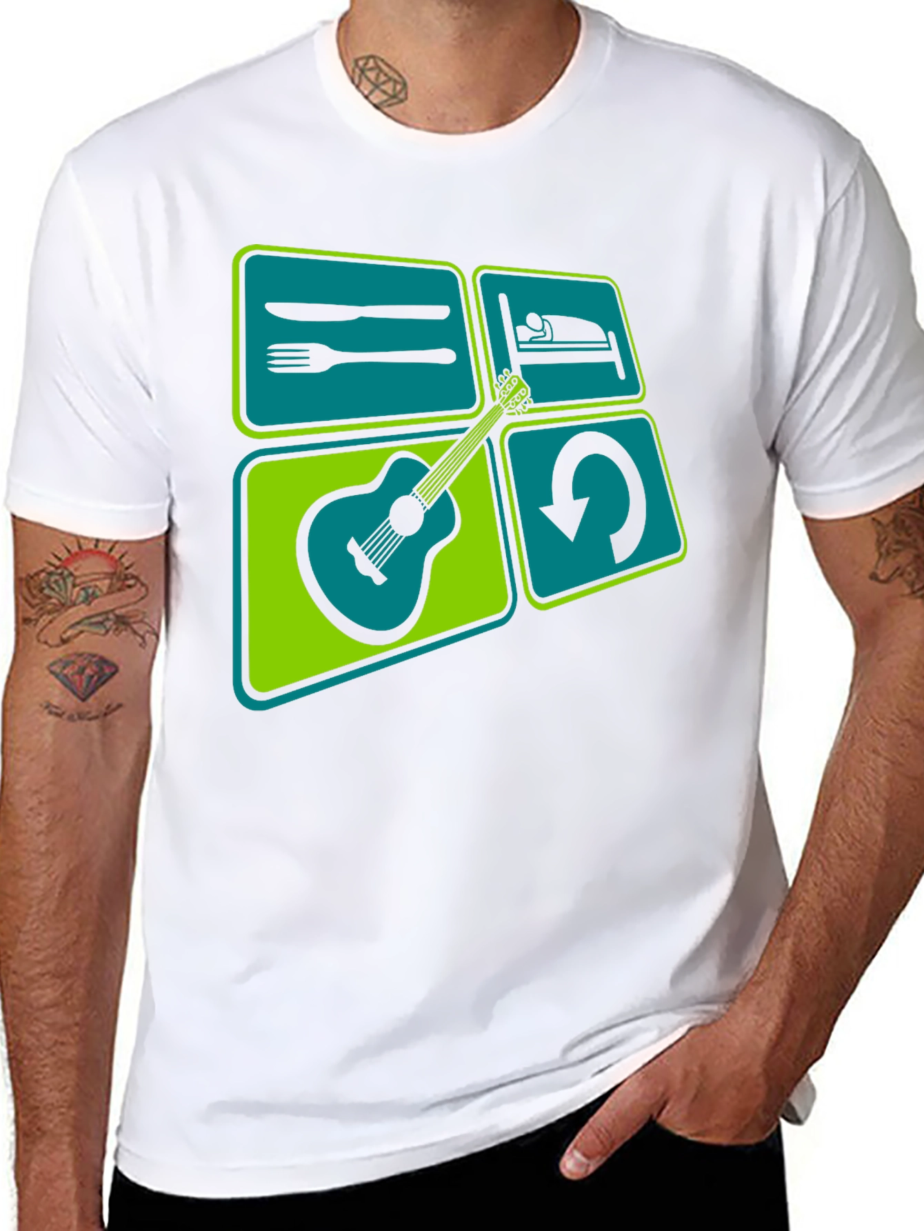 Eat Sleep Guitar Repeat Graphic Tee