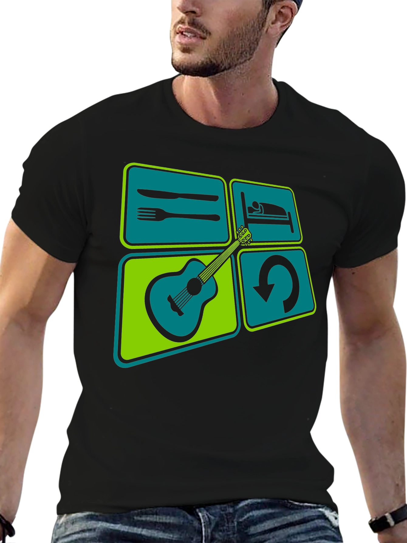 Eat Sleep Guitar Repeat Graphic Tee