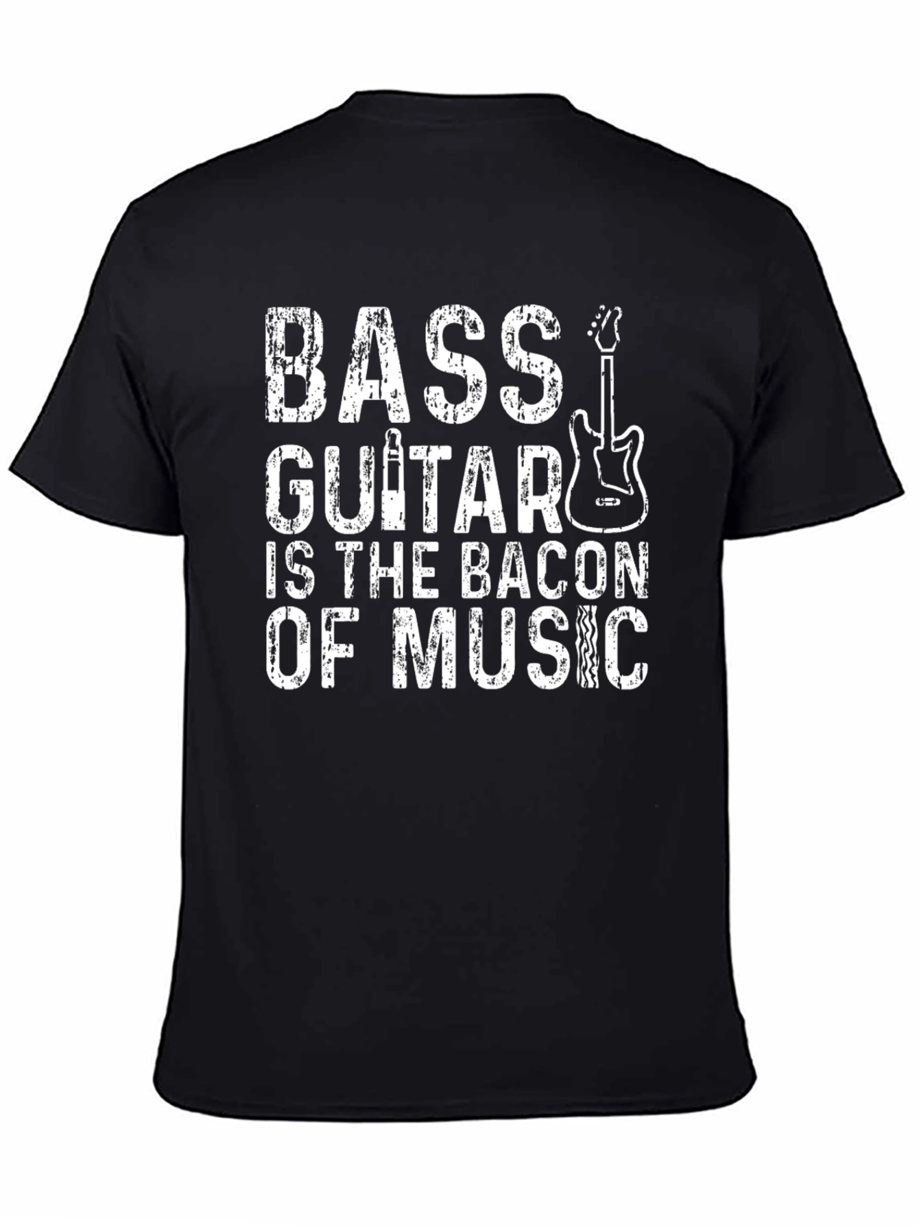 Bass Guitar Bacon of Music T-Shirt - Black