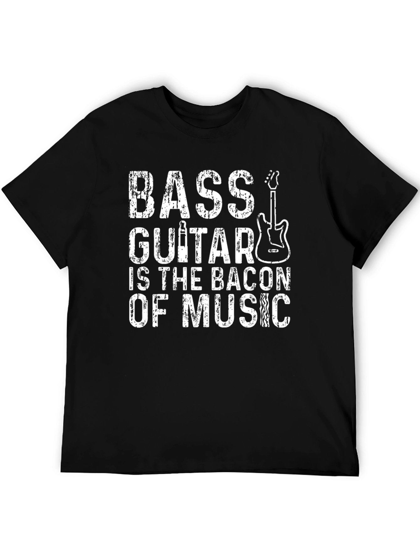 Bass Guitar Bacon of Music T-Shirt - Black