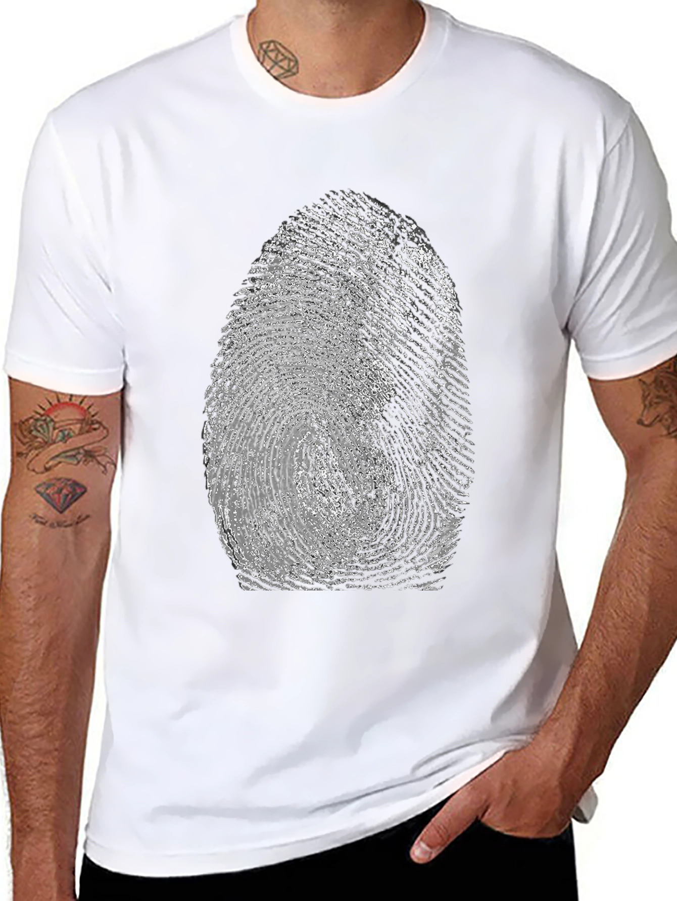 Fingerprint Graphic Tee - Unique Black T-Shirt