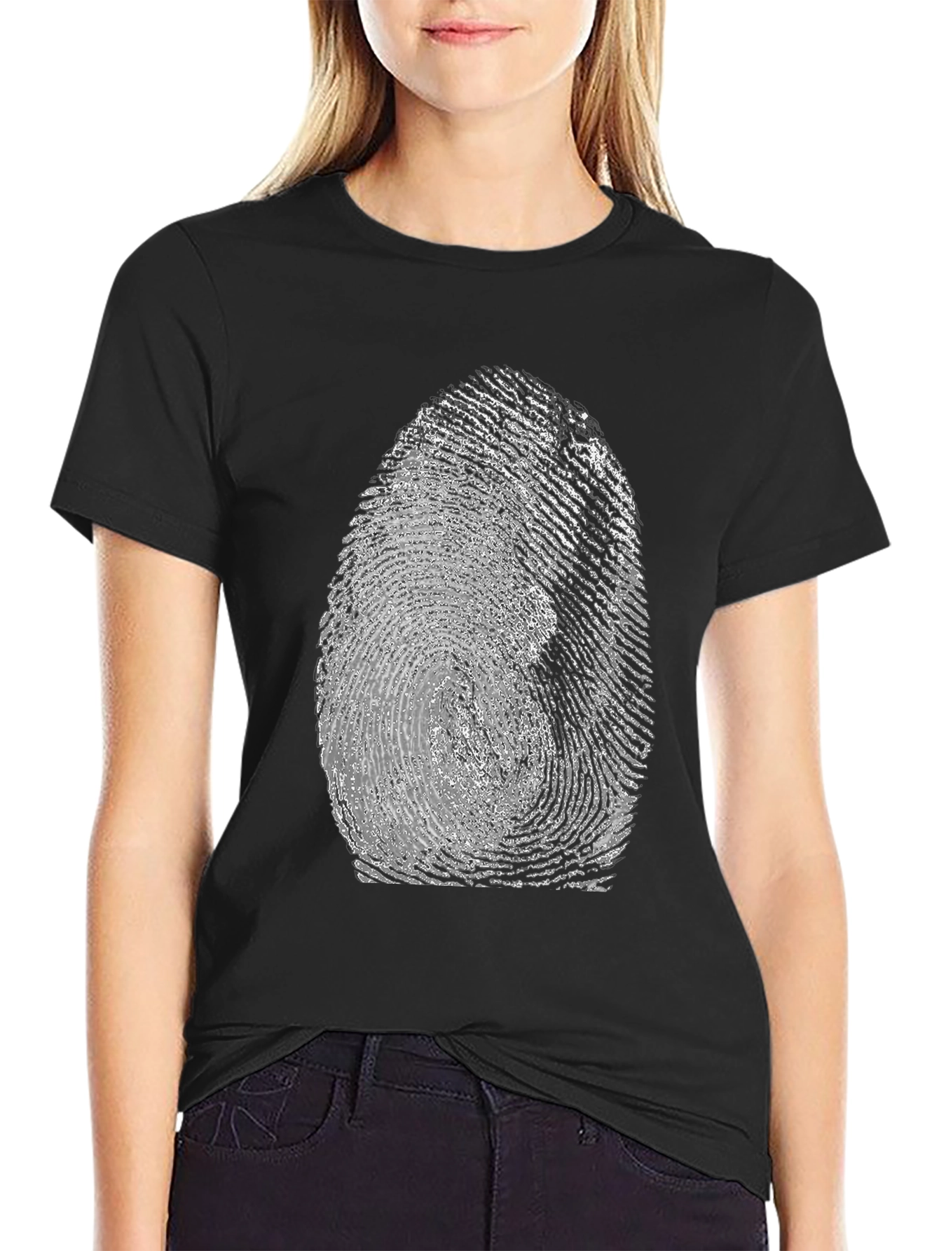 Fingerprint Graphic Tee - Unique Black T-Shirt