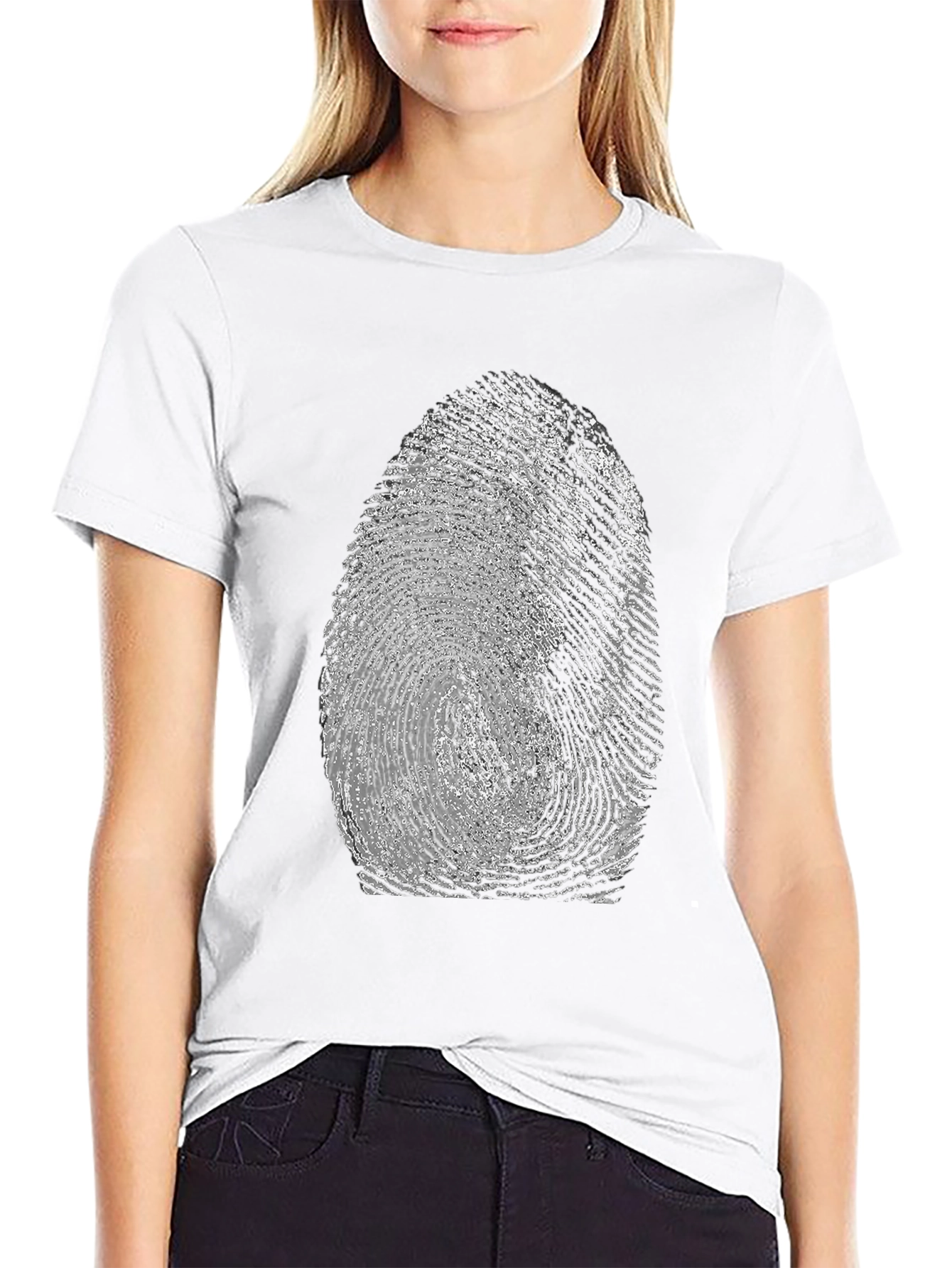 Fingerprint Graphic Tee - Unique Black T-Shirt