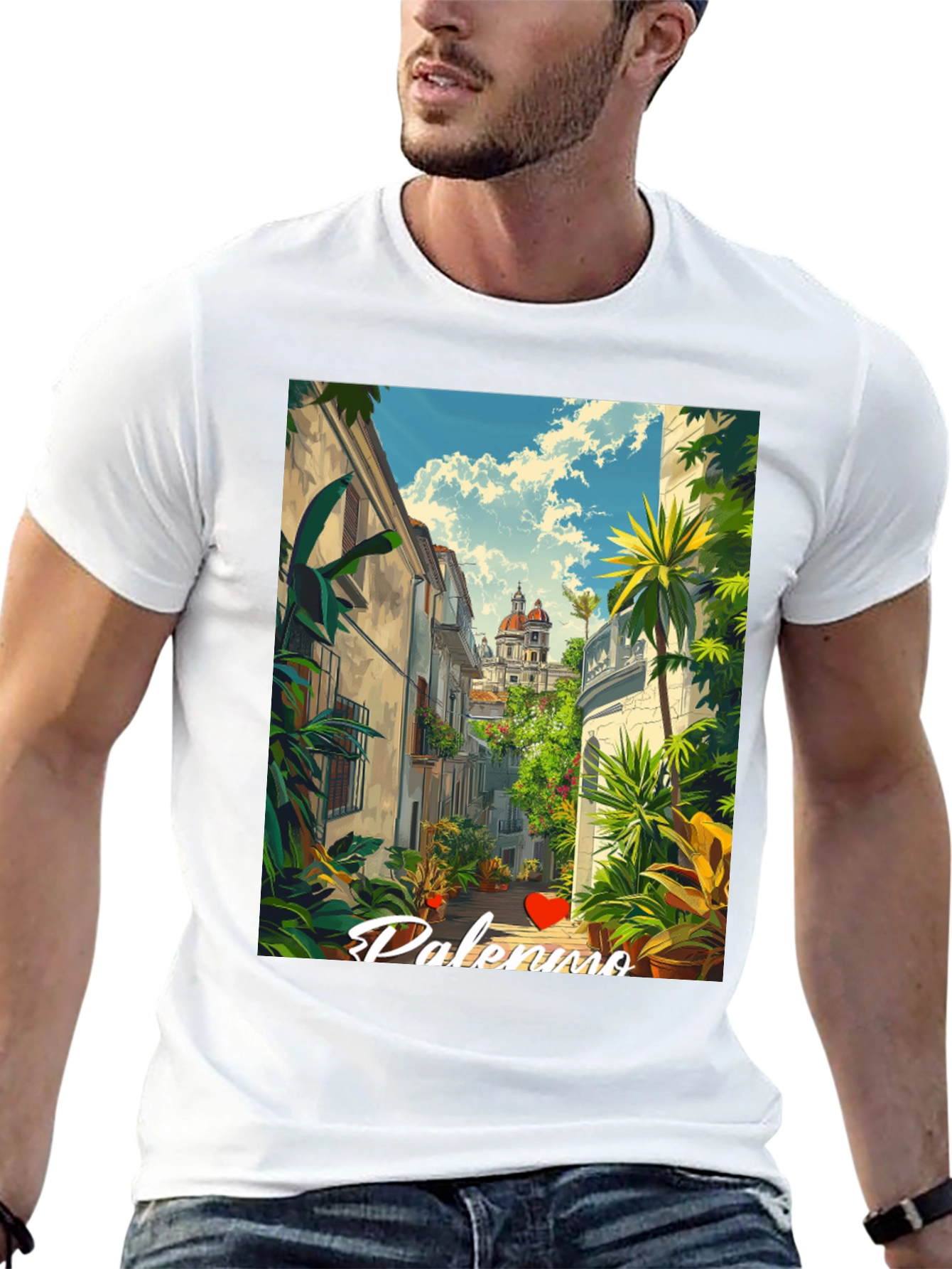 Palermo Print Crew Neck Tee