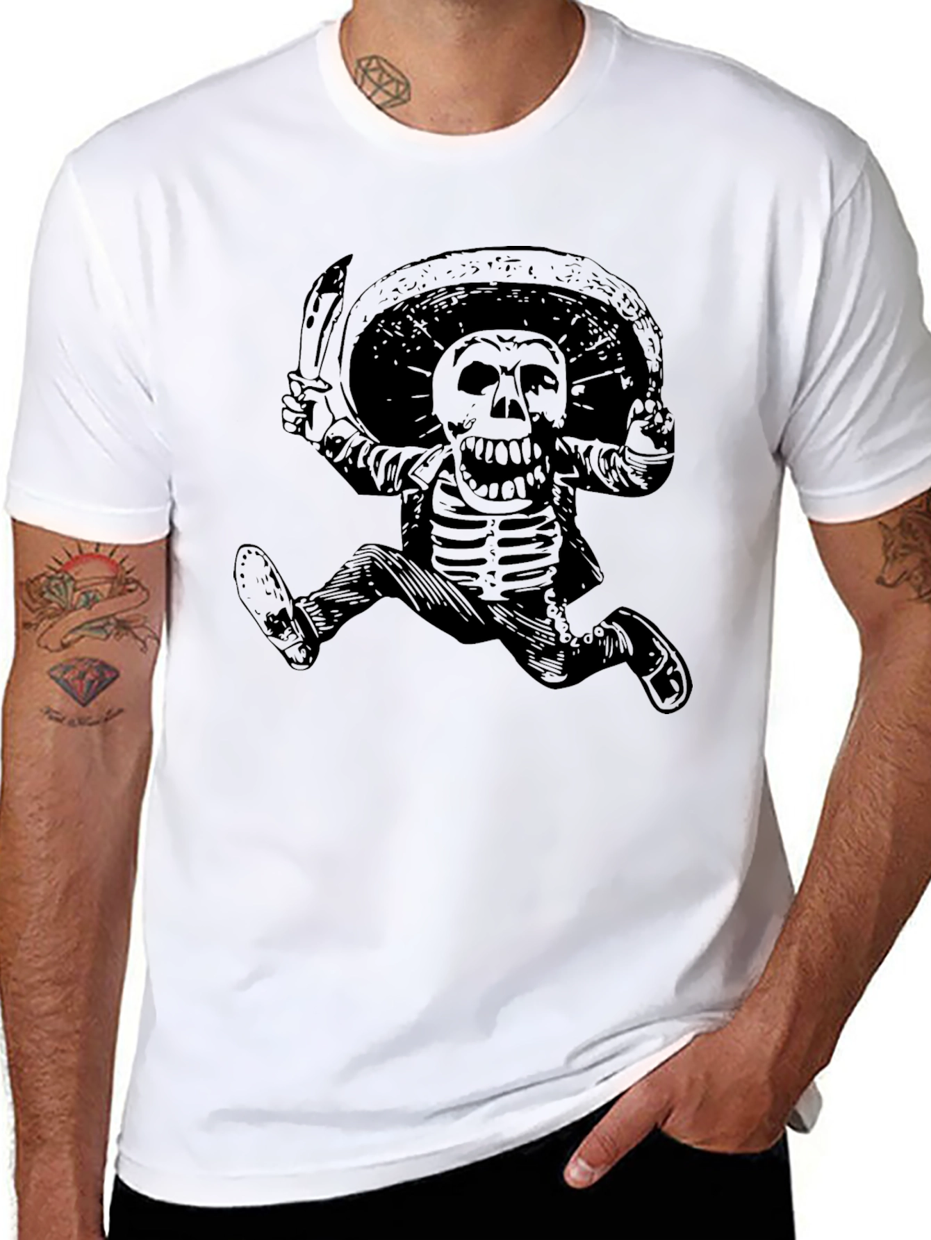 Skeleton Mariachi T-Shirt - Black Cotton Tee