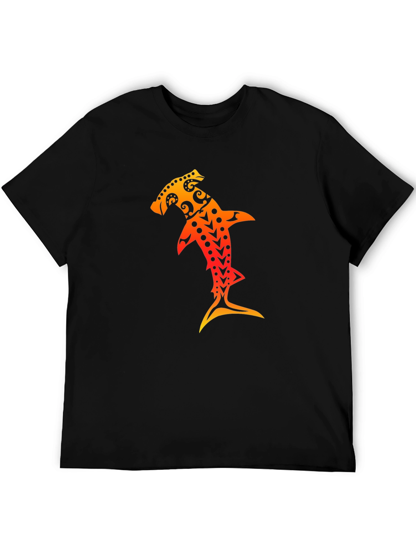 Hammerhead Shark Tribal Art Black T-Shirt