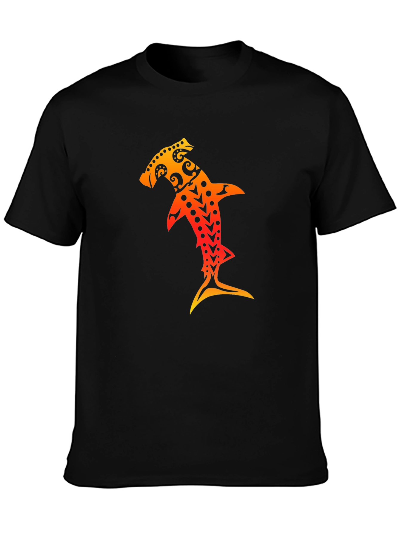 Hammerhead Shark Tribal Art Black T-Shirt