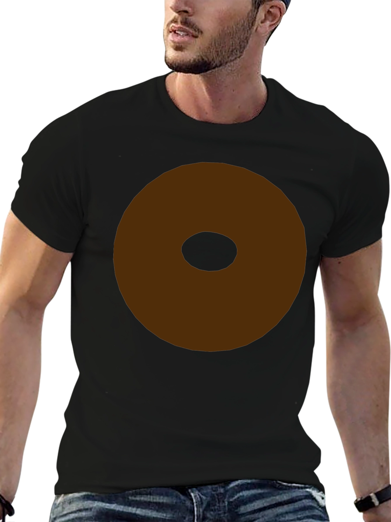 Minimalist Brown Donut Graphic T-Shirt