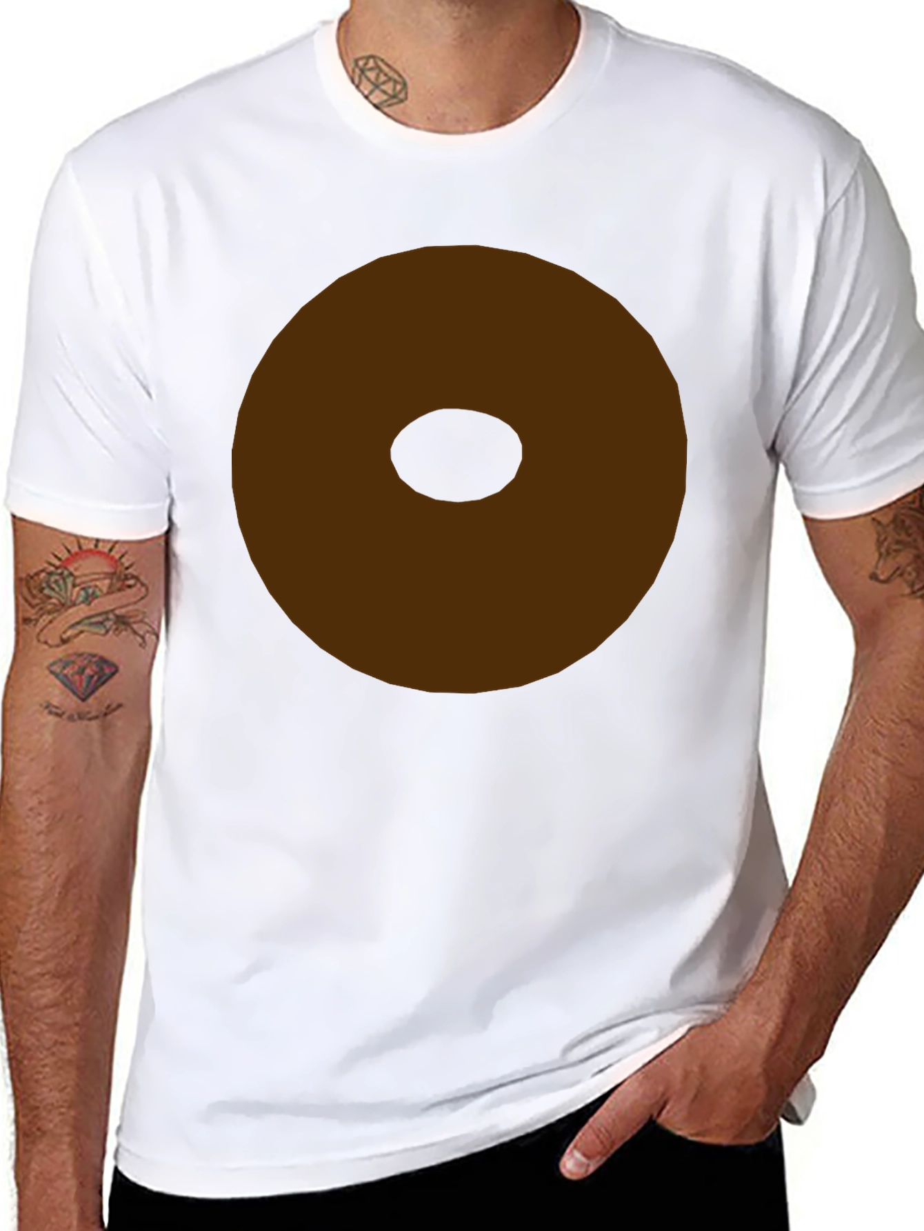 Minimalist Brown Donut Graphic T-Shirt
