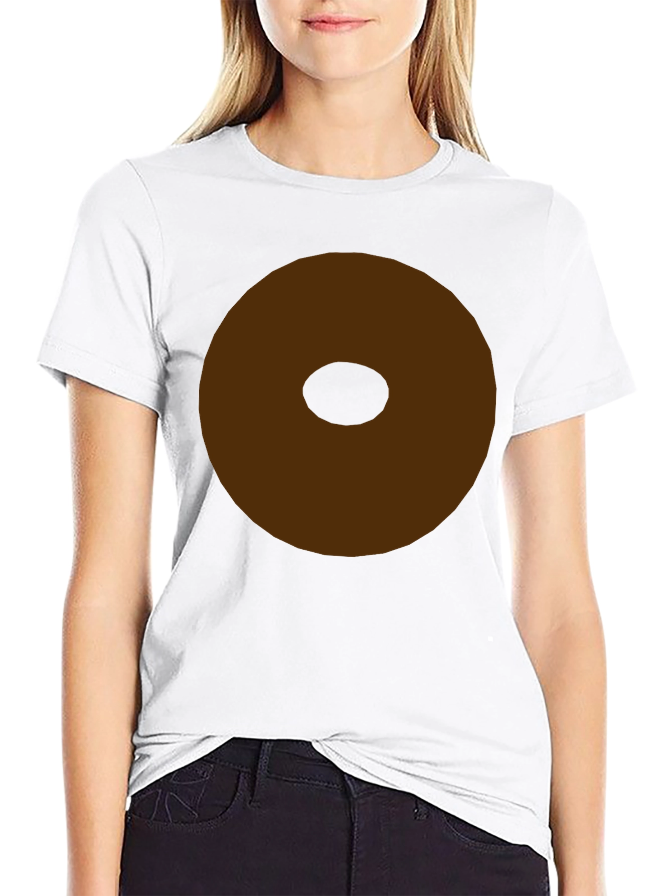 Minimalist Brown Donut Graphic T-Shirt